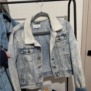 Ci Sono Light Blue Jean Jacket with White Sherpa Collar